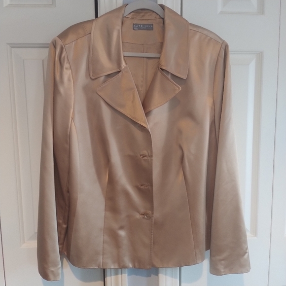 Kate Hill Woman 100 percent Gold Silk Blazer Plus Size 22W - Picture 3 of 9